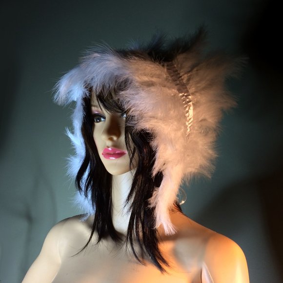 White Feather Headdress - Fluffy Marabou - Picture 3 of 12